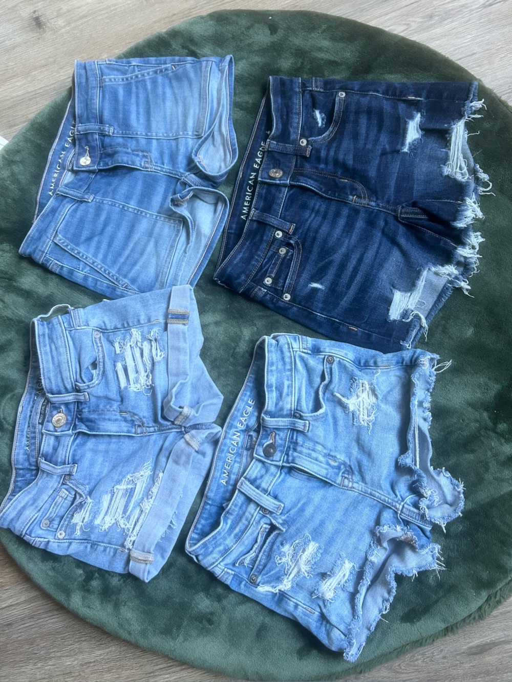 American Eagle Outfitters Womens Jean Shorts - Light Blue & Dark Blue